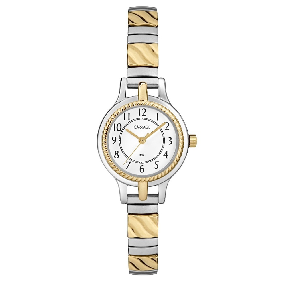 CARRIAGE BY TIMEX Vintage Two Tone Stainless Steel Stretch Demi Watch